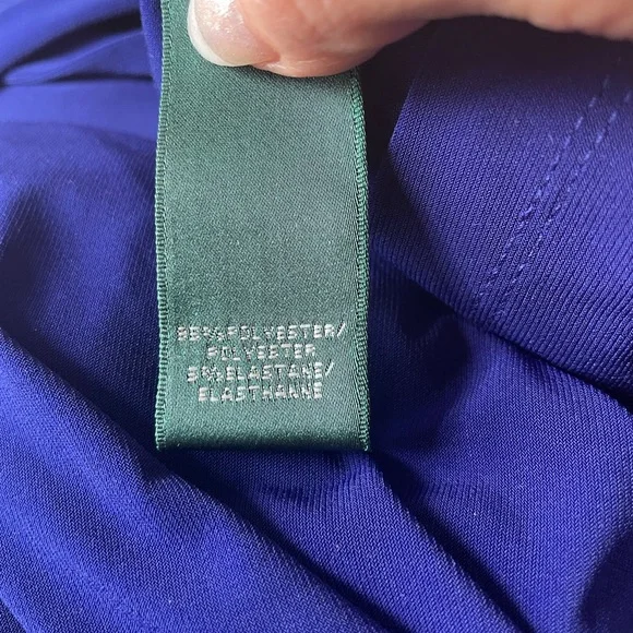 Ralph Lauren Blue Purple Twist Front Cap Sleeve Knee Length Dress - Picture 6 of 11